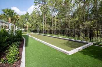 Bocce ball court with artificial turf